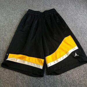 Nike Air Jordan Shorts Mens Small Gold Black White Dazzle Baggy Jumpman Logo Y2K